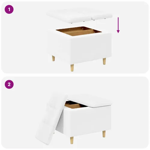 Otoman s pohranom Bijeli 60 x 60 x 45 cm Umjetna koža - Bijeli 60 cm Umjetna koža Cijena