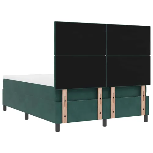 LED Box Spring Krevet Tamnozelena 140 x 200 cm Baršun - Tamnozelena 140 x 200 cm Dizajn s rombovima Cijena
