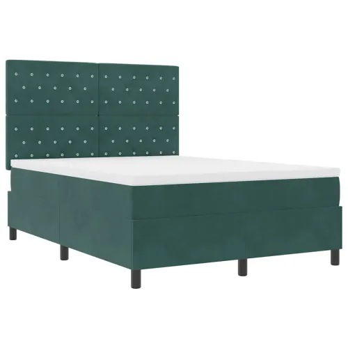 LED Box Spring Krevet Tamnozelena 140 x 200 cm Baršun - Tamnozelena 140 x 200 cm Kristal s dugmadima Cijena