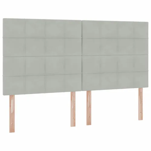 Krevet s od storage Svijetlo siva 200 x 200 cm Baršun - Svjetlosiva 200 x 200 cm Blok sa kvadratićima Cijena