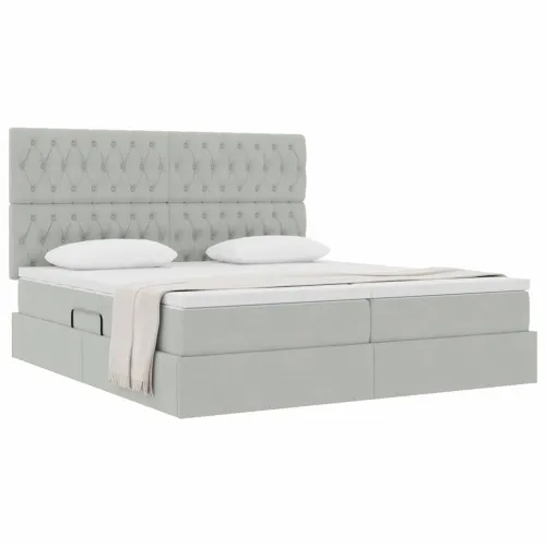 Krevet s od storage Svijetlo siva 200 x 200 cm Baršun - Svjetlosiva 200 x 200 cm Dizajn s jastučićima Cijena