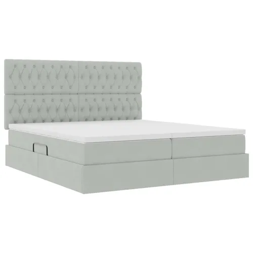 Krevet s od storage Svijetlo siva 200 x 200 cm Baršun - Svjetlosiva 200 x 200 cm Dizajn s jastučićima Cijena