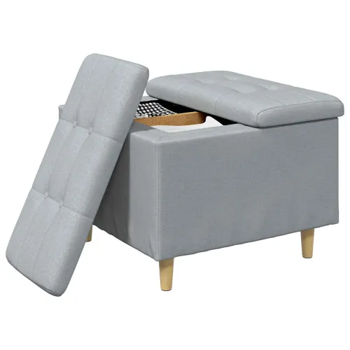 Otoman s pohranom Svijetlo siva 60 x 60 x 45 cm tkanina - Svjetlosiva 60 cm Tkanina Cijena