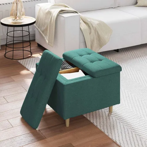 Otoman s pohranom Tamnozelena 60 x 60 x 45 cm tkanina - Tamnozelena 60 cm Tkanina Cijena