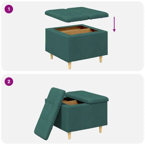 Otoman s pohranom Tamnozelena 60 x 60 x 45 cm tkanina - Tamnozelena 60 cm Tkanina Cijena
