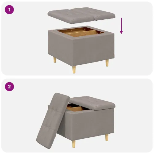 Otoman s pohranom Sivo-smeđa 60 x 60 x 45 cm tkanina - Sivosmeđa 60 cm Tkanina Cijena