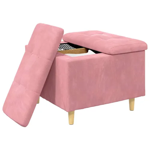 Otoman s pohranom Ružičasta 60 x 60 x 45 cm Baršun - Ružičasta 60 cm Baršun Cijena