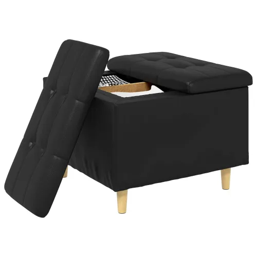Otoman s pohranom Crna 60 x 60 x 45 cm Umjetna koža - Crna 60 cm Umjetna koža Cijena