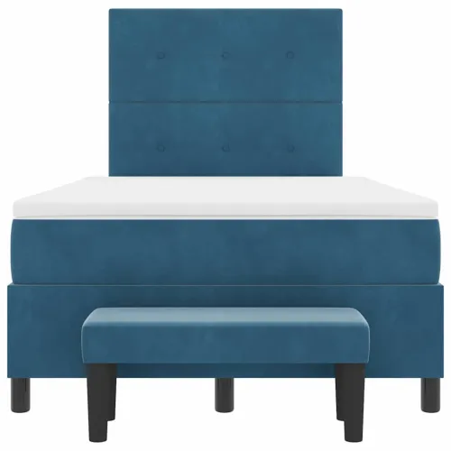 Box spring krevet Tamno plava 190 x 120 cm Baršun - Tamno plava 120 x 190 cm Prošiveno gumbima Cijena