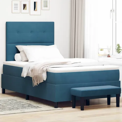 Box spring krevet Tamno plava 190 x 120 cm Baršun - Tamno plava 120 x 190 cm Prošiveno gumbima Cijena