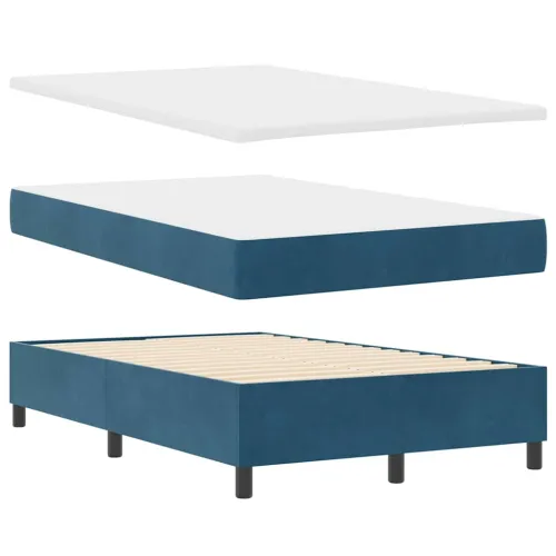 Box spring krevet Tamno plava 190 x 120 cm Baršun - Tamno plava 120 x 190 cm Prošiveno gumbima Cijena
