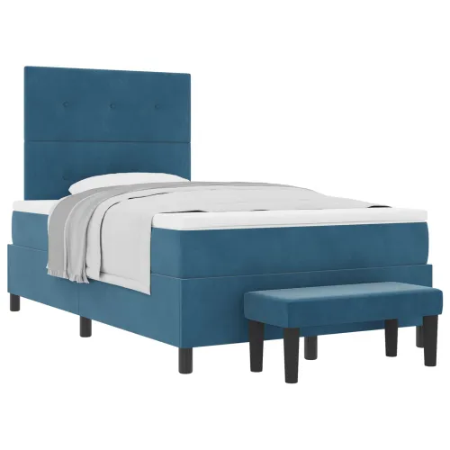 Box spring krevet Tamno plava 190 x 120 cm Baršun - Tamno plava 120 x 190 cm Prošiveno gumbima Cijena