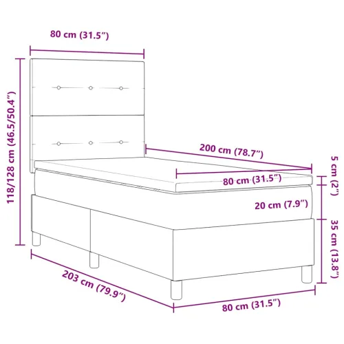 LED Box Spring Krevet Tamnozelena 80 x 200 cm Baršun - Tamnozelena 80 x 200 cm Prošiveno gumbima Cijena
