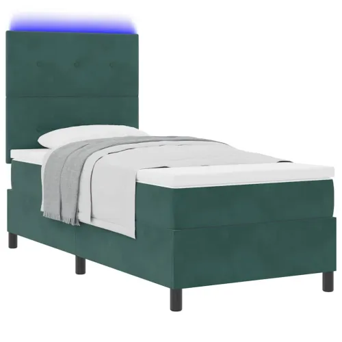 LED Box Spring Krevet Tamnozelena 80 x 200 cm Baršun - Tamnozelena 80 x 200 cm Prošiveno gumbima Cijena