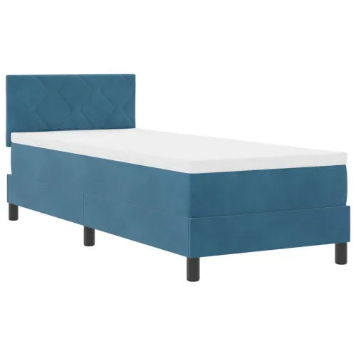 LED Box Spring Krevet Tamno plava 80 x 200 cm Baršun - Tamno plava 80 x 200 cm Dizajn s rombovima Cijena