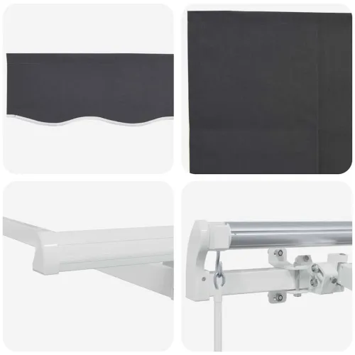 Povlačivi tende Antracit 300 x 200 cm tkanina - Antracit (bijeli okvir) 3 x 2 m Ručna Cijena