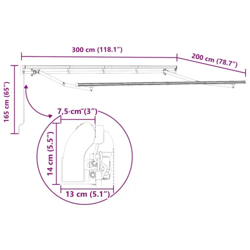 Povlačivi tende Antracit 300 x 200 cm tkanina - Antracit (bijeli okvir) 3 x 2 m Ručna Cijena