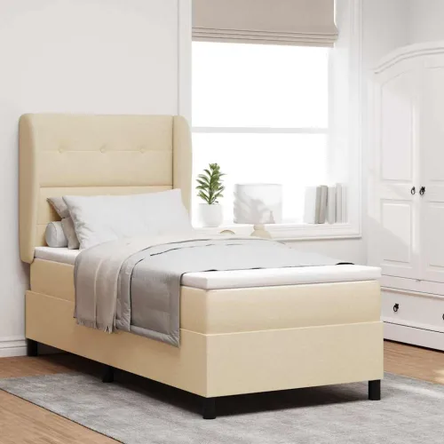 Box spring krevet s uzglavljem Krema 80 x 200 cm tkanina - Krema 80 x 200 cm Prošiveno gumbima Cijena