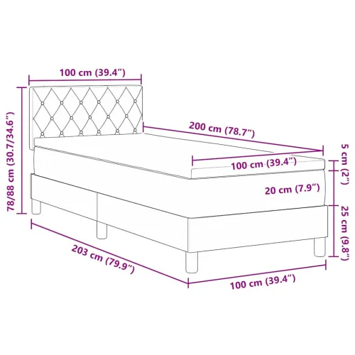 Box spring krevet s madracem Ružičasta 100 x 200 cm Baršun - Ružičasta 100 x 200 cm Kristal s dugmadima Cijena