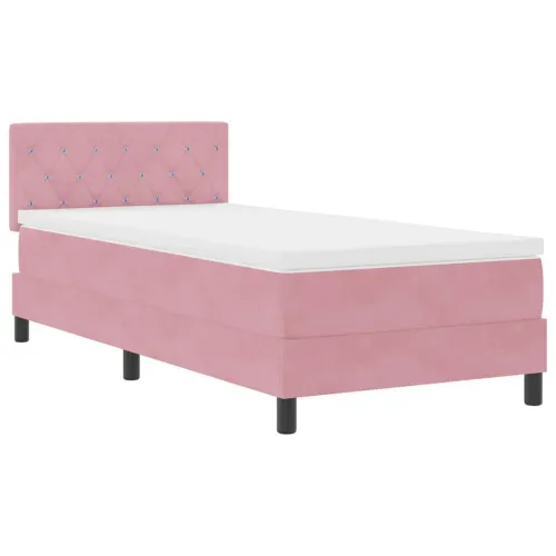 Box spring krevet s madracem Ružičasta 100 x 200 cm Baršun - Ružičasta 100 x 200 cm Kristal s dugmadima Cijena