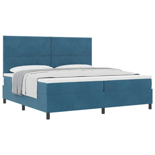 Box spring krevet Tamno plava 200 x 200 cm Baršun - Tamno plava 200 x 200 cm Dizajn s rombovima Cijena
