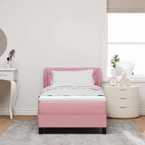 Box spring krevet Ružičasta 100 x 200 cm Baršun - Ružičasta 100 x 200 cm Kristal s dugmadima Cijena