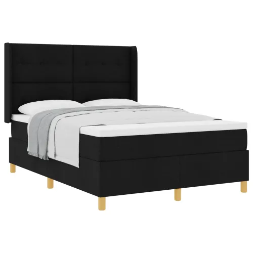 Box spring krevet s uzglavljem Crna 140 x 190 cm tkanina - Crna 140 x 190 cm Prošiveno gumbima Cijena
