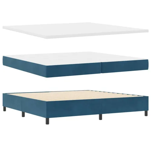 LED Box Spring Krevet Tamno plava 200 x 200 cm Baršun - Tamno plava 200 x 200 cm Dizajn s rombovima Cijena