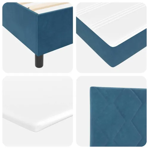 LED Box Spring Krevet Tamno plava 200 x 200 cm Baršun - Tamno plava 200 x 200 cm Dizajn s rombovima Cijena