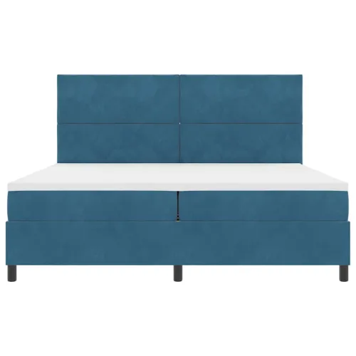 LED Box Spring Krevet Tamno plava 200 x 200 cm Baršun - Tamno plava 200 x 200 cm Dizajn s rombovima Cijena