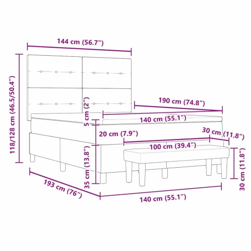 Box spring krevet s uzglavljem Crna 190 x 140 cm tkanina - Crna 140 x 190 cm Prošiveno gumbima Cijena