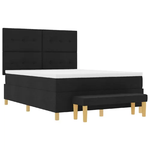 Box spring krevet s uzglavljem Crna 190 x 140 cm tkanina - Crna 140 x 190 cm Prošiveno gumbima Cijena