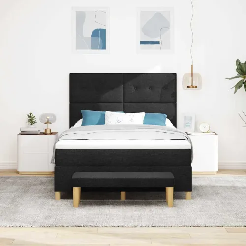 Box spring krevet s uzglavljem Crna 190 x 140 cm tkanina - Crna 140 x 190 cm Prošiveno gumbima Cijena