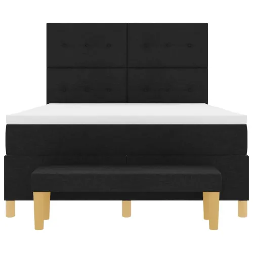 Box spring krevet s uzglavljem Crna 190 x 140 cm tkanina - Crna 140 x 190 cm Prošiveno gumbima Cijena