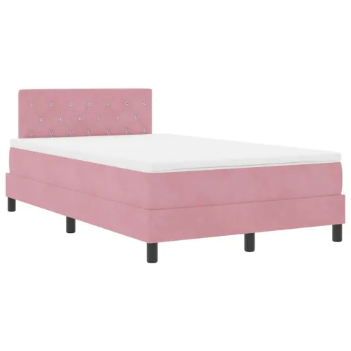 LED Box Spring Krevet Ružičasta 120 x 200 cm Baršun - Ružičasta 120 x 200 cm Kristal s dugmadima Cijena