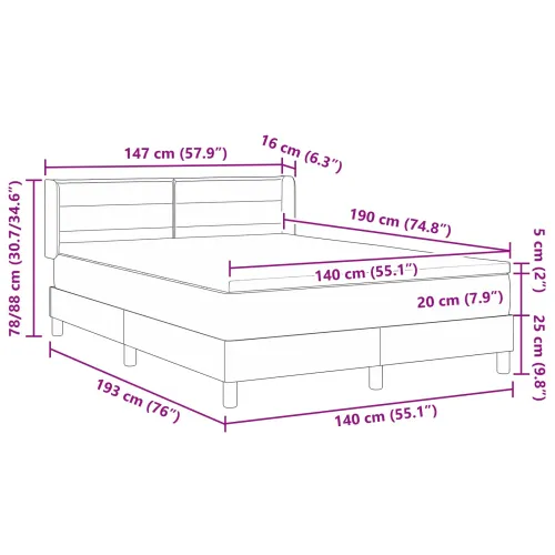 Box spring krevet s uzglavljem Crna 190 x 140 cm tkanina - Crna 140 x 190 cm Dizajn linija Cijena