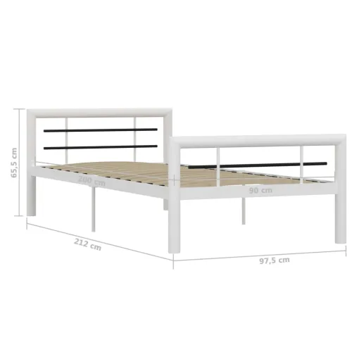 Okvir za krevet bijelo-crni metalni 100 x 200 cm - Bijela i crna 100 x 200 cm Cijena