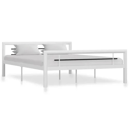 Okvir za krevet bijelo-crni metalni 160 x 200 cm - Bijela i crna 160 x 200 cm Cijena