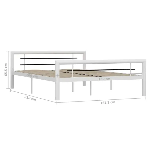 Okvir za krevet bijelo-crni metalni 160 x 200 cm - Bijela i crna 160 x 200 cm Cijena