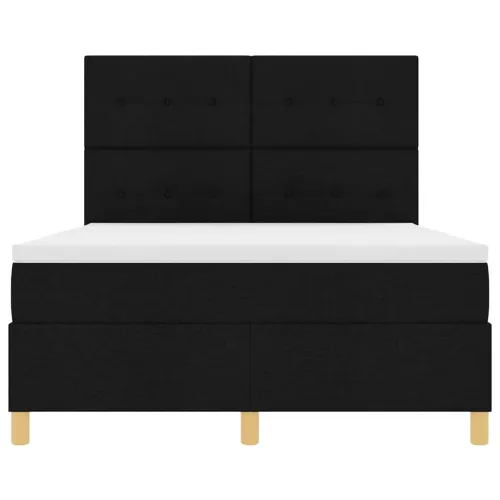 Box spring krevet s uzglavljem Crna 140 x 190 cm tkanina - Crna 140 x 190 cm Prošiveno gumbima Cijena