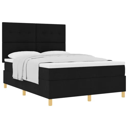 Box spring krevet s uzglavljem Crna 140 x 190 cm tkanina - Crna 140 x 190 cm Prošiveno gumbima Cijena