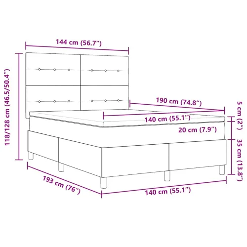 Box spring krevet s uzglavljem Crna 140 x 190 cm tkanina - Crna 140 x 190 cm Prošiveno gumbima Cijena