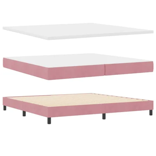 Box spring krevet Ružičasta 200 x 200 cm Baršun - Ružičasta 200 x 200 cm Prošiveno gumbima Cijena