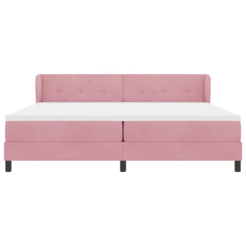 Box spring krevet Ružičasta 200 x 200 cm Baršun - Ružičasta 200 x 200 cm Prošiveno gumbima Cijena