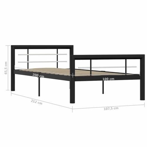 Okvir za krevet crno-bijeli metalni 90 x 200 cm - Crno-bijelo 90 x 200 cm Cijena