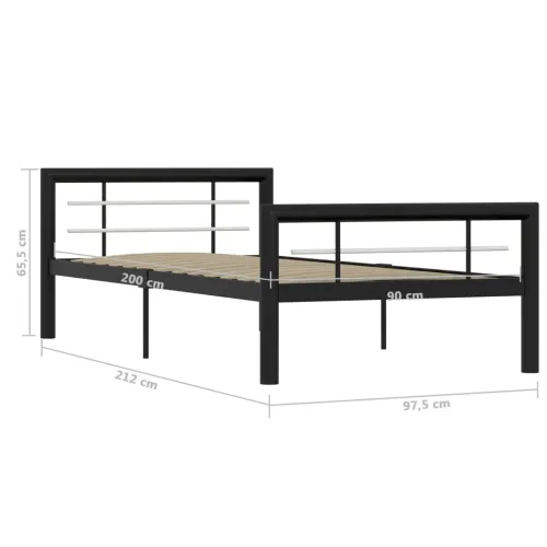 Okvir za krevet crno-bijeli metalni 100 x 200 cm - Crno-bijelo 100 x 200 cm Cijena