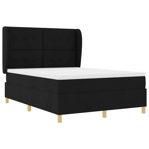 Box spring krevet s uzglavljem Crna 190 x 140 cm tkanina - Crna 140 x 190 cm Prošiveno gumbima Cijena