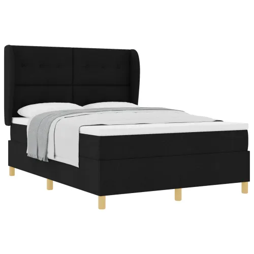 Box spring krevet s uzglavljem Crna 190 x 140 cm tkanina - Crna 140 x 190 cm Prošiveno gumbima Cijena