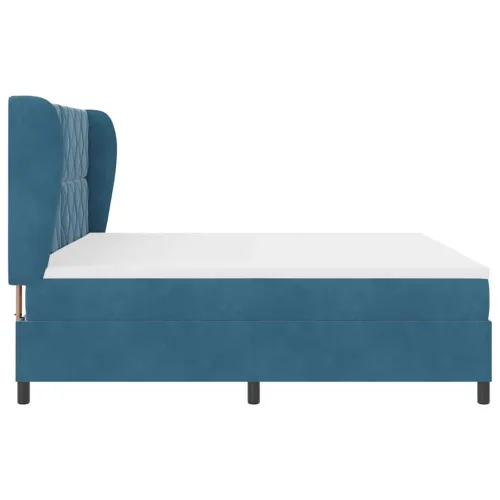 Box spring krevet Tamno plava 200 x 200 cm Baršun - Tamno plava 200 x 200 cm Dizajn s rombovima Cijena