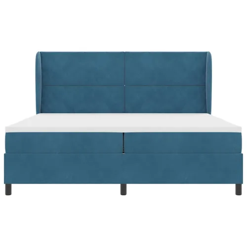 Box spring krevet Tamno plava 200 x 200 cm Baršun - Tamno plava 200 x 200 cm Dizajn s rombovima Cijena